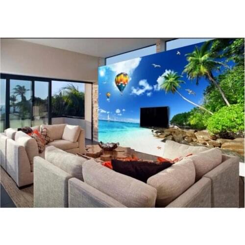 Custom photo wallpaper 3d wall murals wallpaper Blue sky beach tree sofa living room TV background wall papers home decoration