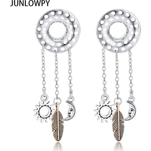 JUNLOWPY Dangle Ear Piercing Plugs Cooper Flesh Tunnel Wholesale Body Jewelry Expansion Gauges Stretcher Piercing Earrings 50pcs