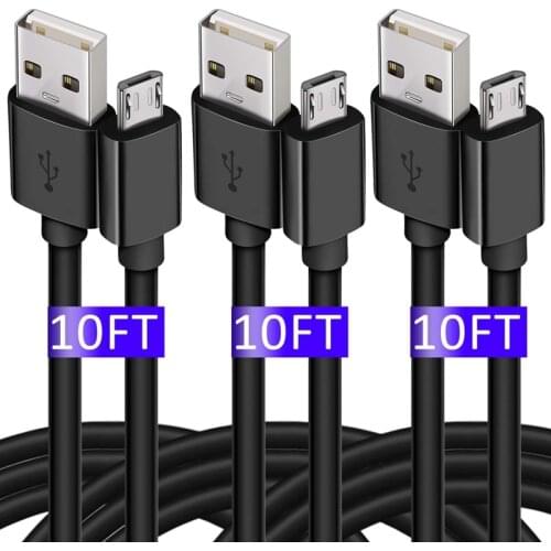 Micro USB Cable, 10 FT [3 Pack] Extra Long Durable Charging Cord, Quick Charger Cable for PS4,Android, for Samsung S7 J3 J7,XBOX