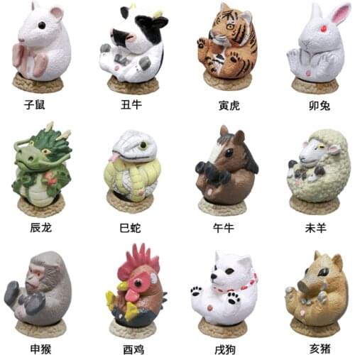 Chinese Zodiac Figure Rat Ox Tiger Rabbit Dragon Snake Horse Sheep Monkey Rooster Dog Pig Twelve Symbolic Animals Model