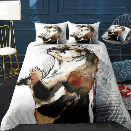 Amblonyx Otter Quilt Cover Pillowcase 3Piece Comforter Bedding Set With Pillow Case Single Double Duvet Cover Home Decora