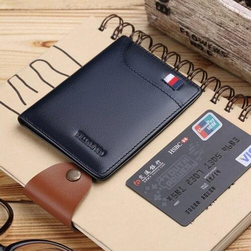 Wallet Men Slim Genuine Leather Bi-fold Credit Card Holder Front Pocket Purse Small Lightweight Bag Brand Design 2020 New Gift