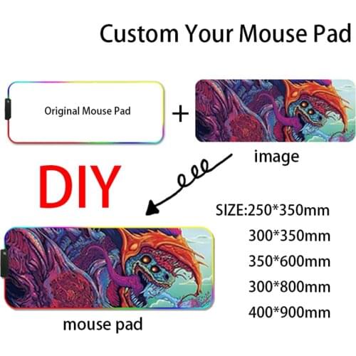 Mairuige DIY Image Custom RGB Mouse Pad Gaming Desk Pad Computer Mouse Pad LED Backlight Mousepad Keyboard Pads USB Mause Mat
