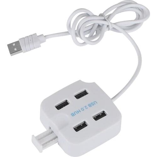 Square USB 2.0 Hub, 4 in 1 USB Hub for Laptop, USB Extended Cable Hub High Speed Splitter Portable Data Hub Phone Holder