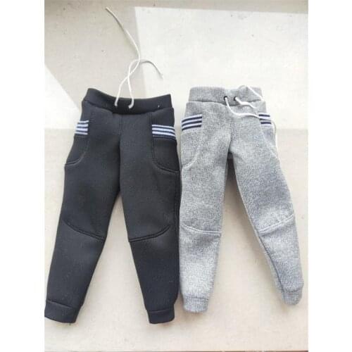 Best Sell Scale 1/6 Fashion Sport Pants Trousers Black Gray Color Model Fit For 12inch Male Doll Figures Accessories