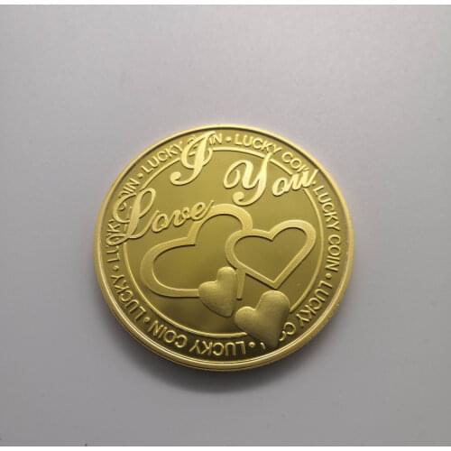 Lucky Love You Metal Handicraft Coins Silver Gold Plated Commemorative Medal Relief Commemorative Badge