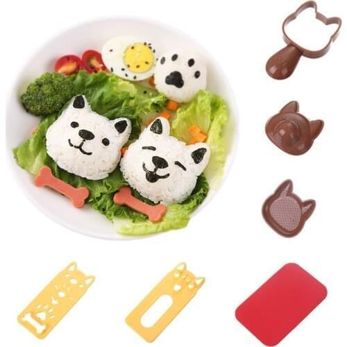 Cute Cartoon Dog Cat Sushi Mold Nori Rice Mould Set Japanese Style Sushi Tools For DIY Sushi Maker Portable Kitchen Gadget Sets