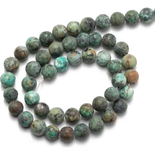 Wholesale Natural Stone Matte African Turquoises Beads Round Loose Beads 4 6 8 10 12mm Needlework DIY Necklace Bracelet