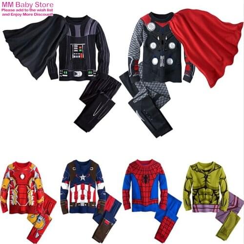 Autumn Winter Boys Iron Man Cartoon Long Sleeve Pyjamas Kids Pajamas Baby Pijama Children Sleepwear Kids Clothing Sets