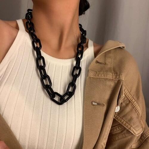 Fashion Women Acrylic Chunky Plastic Choker Collar Necklace Bright Color Acrylic Chain Necklace Punk Femme Jewelry Bijoux