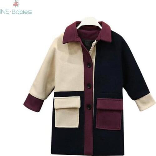 Winter New Girl Woolen Coat Children Coats For Girls long sleeve fashion Kids Overcoat Winter Jackets Girls 4-8y outerwear 2020