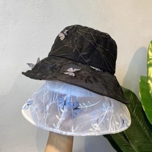 Wide Brim Lace Breathable Fisherman Bucket Hat Japanese Basin Hat Female Summer Streetwear Fashion Cute Sun Hat Bonnet Fedoras