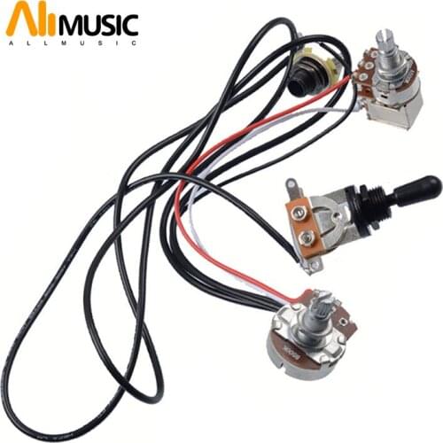 Guitar Switch Wiring Harness Prewired Volumes and Tones knob2-500K Full Size Big Pots 3-Way Toggle Switch for Electric Guitar