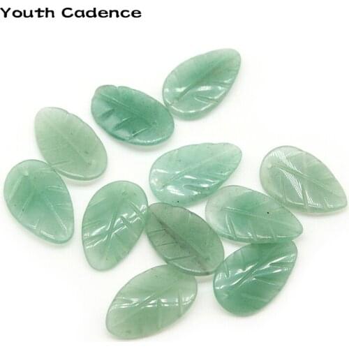 1PC Nature Green Aventurine Stone Pendants Carving Leaf Shape 25x25MM For Lovely Jewelry Making DIY Findings Accessories