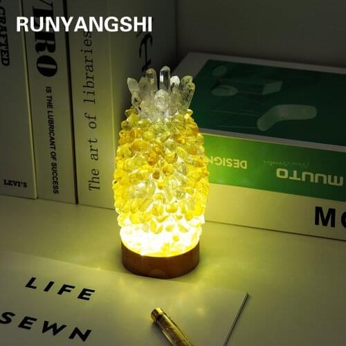 Natural Crystal Lamp Clear Quartz Stone Citrine Gravel Adhesion Reiki Cluster Healing Home Decor Mineral Specimen