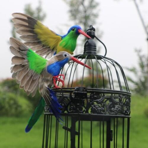 Spreading Artificial Feather Bird for outdoor Garden Birdshouse Decor