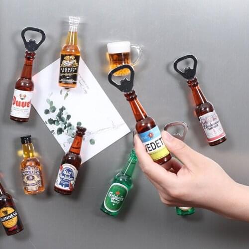 Retro Creative Mini Beer Bottle Opener Refrigerator Multifunctional Kitchen Stickers Gadgets Decor Magnet Accessories Decoration