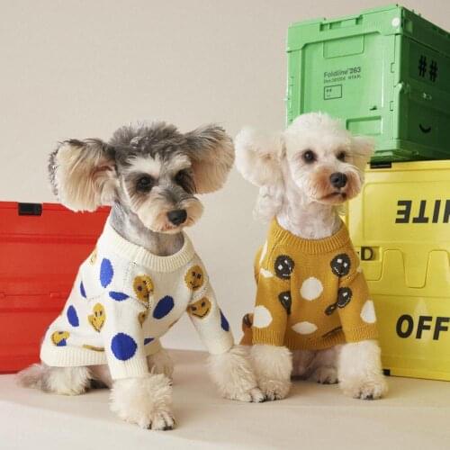 Luxury Dog Sweater for Small Medium Dogs Winter Warm Smile Sweater knitting shirt Coat Pet Clothing Puppy Costume knitwear