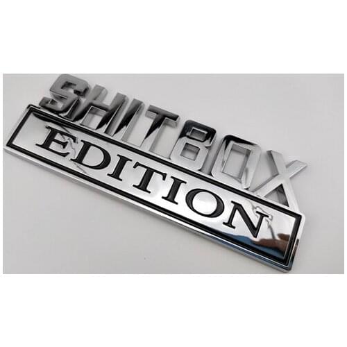 Silver ABS SHITBOX EDITION Emblem Auto Trunk Fender Badge Decal Stickers Car Accessories