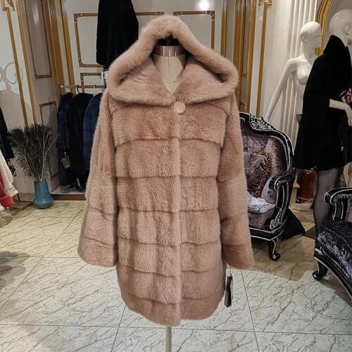 Genuine mink fur coat High grade Winter new Long mink fur coat Short import mink fur coats women color real mink fur coat WD171A