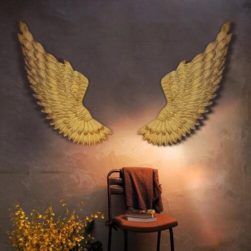 Ancient Wall Decoration Metal Silver Angel Wings Bar Coffee Shop Wall Decoration Home Bedroom Living Room Decoration