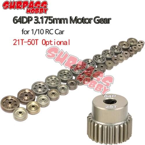 5Pcs 64DP 3.175mm 21T-25T/26T-30T/31T-35T/36T-40T/41T-45T/46T-50T Pinion Motor Gear for 1/10 rc Car