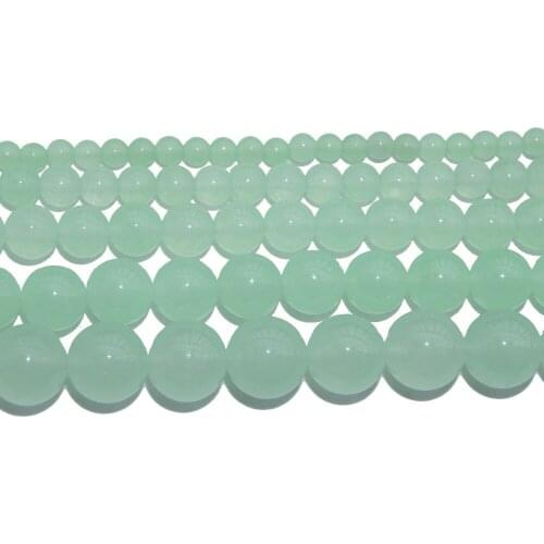 Natural Stone Light Green Chalcedony Jades Round Beads 4 6 8 10 12 MM Pick Size For Jewelry Making DIY Bracelet Necklace