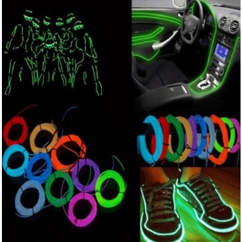 10 Colors 3ms 3V Car Light Glow EL Wire Cable LED Neon Dance Party DIY Costumes Clothing Luminous Decoration Clothes