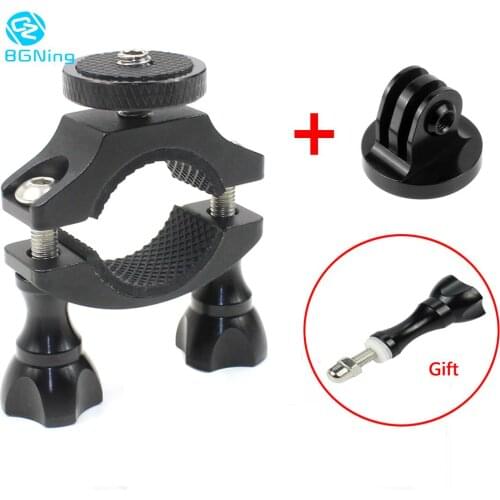 CNC Bicycle Handle Bar Clamp Mount Clip Camera Holder With 1/4" Tripod Adapter for DJI for Osmo Action for GoPro Hero 7 4K