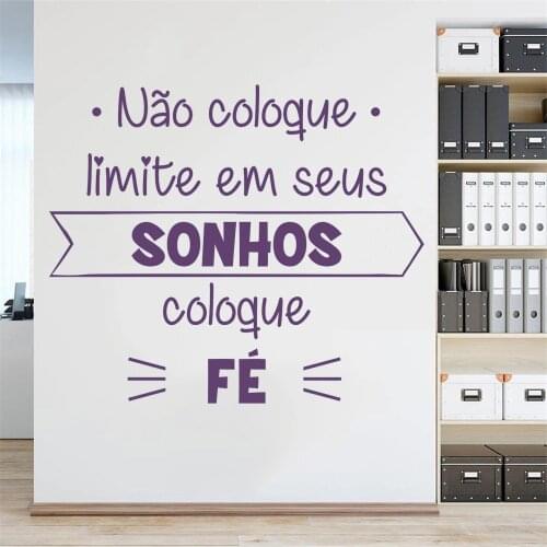 Stickers Não Coloque Limite Em Seus Sonhos Portuguese Quotes Vinyl Wall Mural For Bedroom Livingroom Decoration Decals RU2248