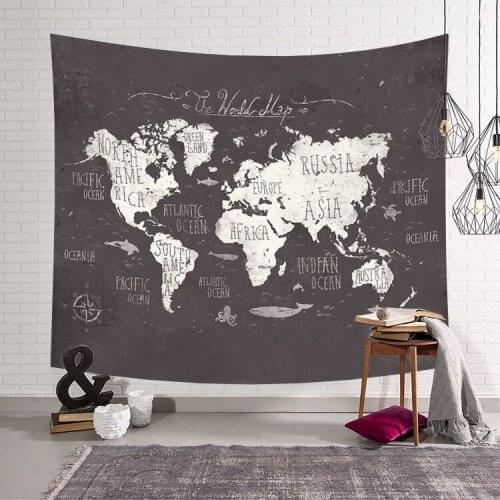 Vintage World Map Tapestry Wall Hanging Sleeping Pad Tapestry Art Beach Blanket Decorations Bohemian Home Decor Drop Shipping