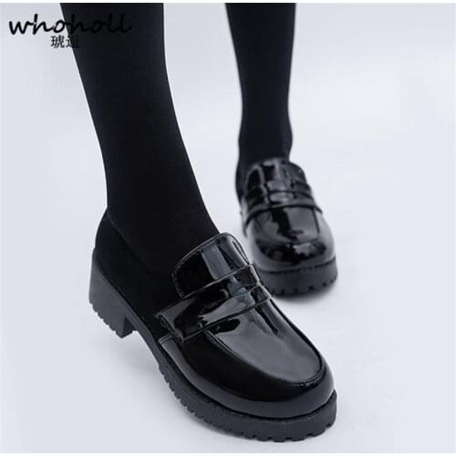 WHOHOLL Cute Lolita Girl Women Maid Boots Shoes Round Toe Leather Shoes Japanese JK High School Uniform Kawaii Anime Cosplay