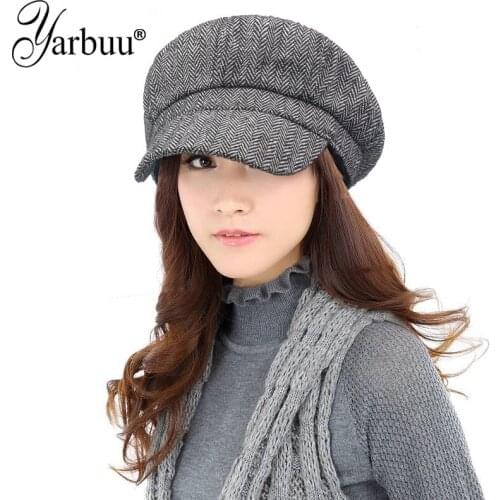 [YARBUU] Women Newsboy Cap Autumn Winter Felt Hats For Women Vintage Thick Octagonal Cap Female Casual Boina drop shipping