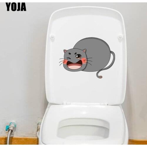 YOJA 23.5*17.2CM Cartoon Cat Toilet Decal Children Room Home Decor Wall Sticker T3-0471