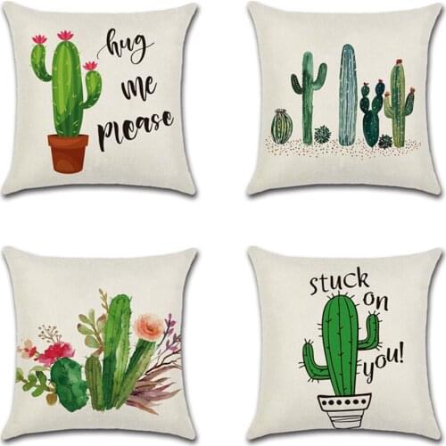 1pc Tropical Plant Cushion Cover Cactus Colorful Printed Pillow Cover For Home Chair Sofa Decorative Pillowcases