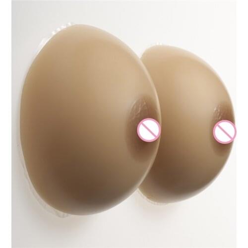 1200g/pair Brown Silicone Breast Forms 36DD/38D/40C Cup Crossdresser Shemale Boobs Artificial Breast Enhancer Classic Round