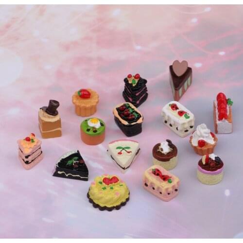 16pcs Miniature Kitchen Food Resin Cream Cake Model For 1/12 Scale Dolls House
