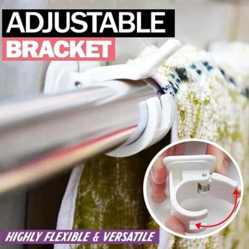 2/4/6pcs Nail-free Adjustable Rod Bracket Holders Self-adhesive Wall Mount Curtain Pole Wall Brackets for Home Bathroom Home