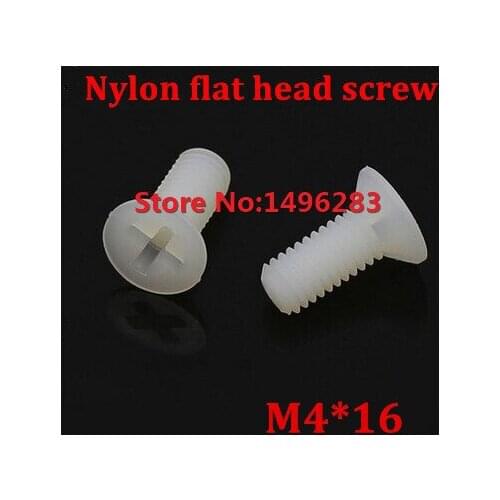 200pcs M4*16 Nylon Countersunk Head Socket Screw Metric Threaded Machine Flat Bolt