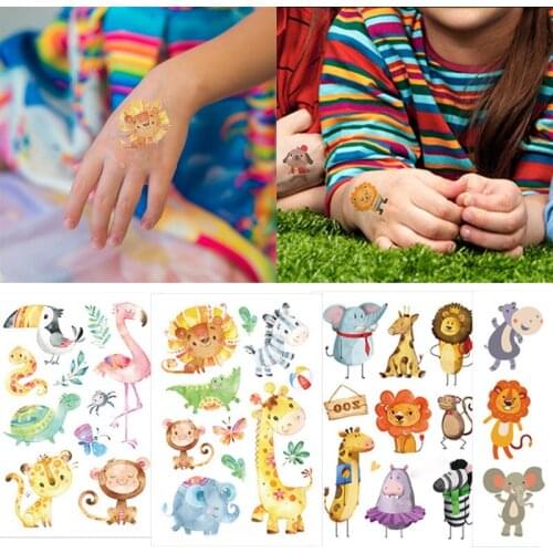 3pcs cartoon dinosaur jungle animal mermaid unicorn Temporary Tattoo Stickers birthday party decorations kids Waterproof Tattoo