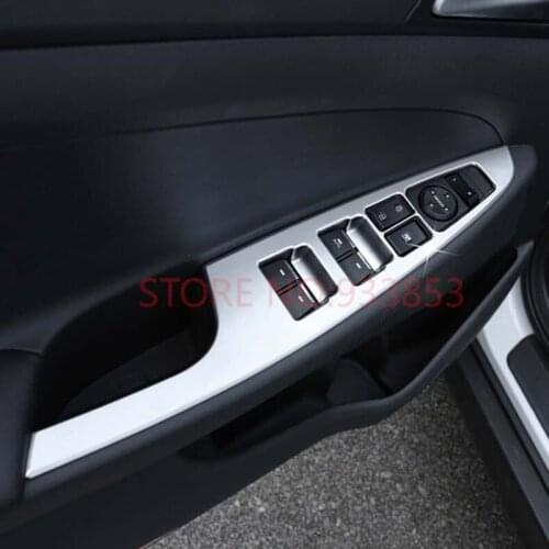 4 Pcs/Set ABS Chrome Interior Decoration Door Window Switch Cover Trims For LHD Tucson 2015 2016 Accessories