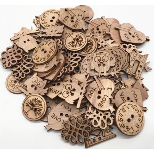 50pcs Wood Ornaments Tags Unfinished Wooden Owl Cutouts Christmas Blank Wood Slices Buttons