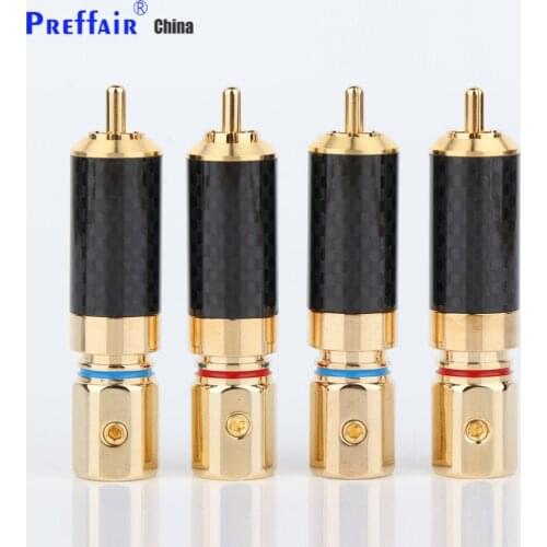 8Pieces R1701 OEM High Quality Gold Plated Carbon Fiber RCA Plug Connector Screw Locking RCA Audio Plug