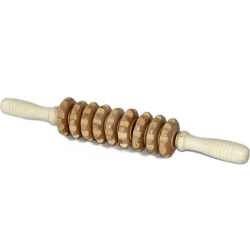 9-Wheel Wooden Abdomen Massager Multifunctional Fitness Roller Stick Muscle Relax Tool Body Anti Cellulite waist Massage