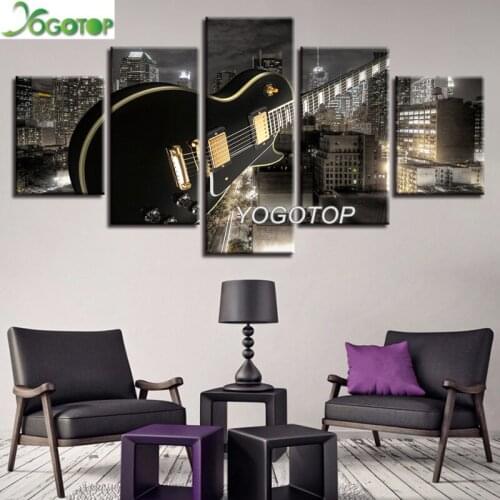 DIY Diamond Painting 5pcs Guitar 5D Full Drill mosaic Diamond Embroidery Handcraft Kit Home Decor night Building Music ML1023