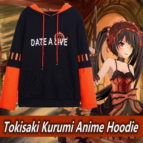Anime JK DATE A LIVE Tokisaki Kurumi Nightmare Cosplay Costume Hoodie Sweater Tops Color Matching Sweatshirt Hoody Women Men