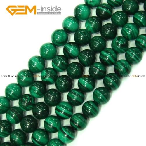 Gem-inside 3-11mm Natural Stone Beads Round Malachite Beads Tibetan Mala Rosary Beads For Jewelry Making Beads 15'' DIY Beads