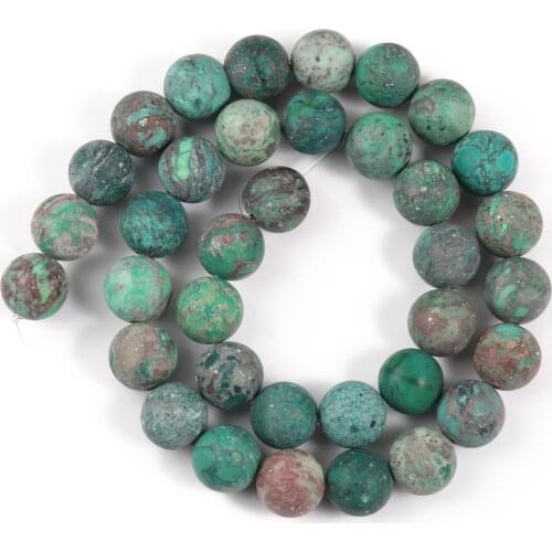 4 6 8 10mm Matte Green American Turquoises Jaspers Stone Bead Natural Minerals Beads For Jewelry Making DIY Bracelet Accessories