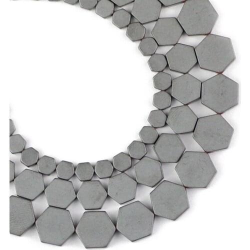 YHBZRET Flat Hexagon Matte Black Hematite Natural Stone Spacer Loose beads For Jewelry making 4/6/8MM bracelet accessories DIY