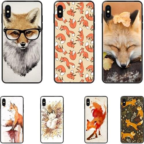 Mr Fox With Glasses Mobile For Galaxy A5 A6 A7 A8 A10 A10S A20 A20S A20E A21S A30 A30S A40 A50 A70 A71 A70E Black Soft TPU Capa